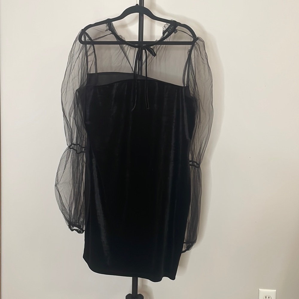 Plus Size Mini Dress | Mesh and Velvet | 14